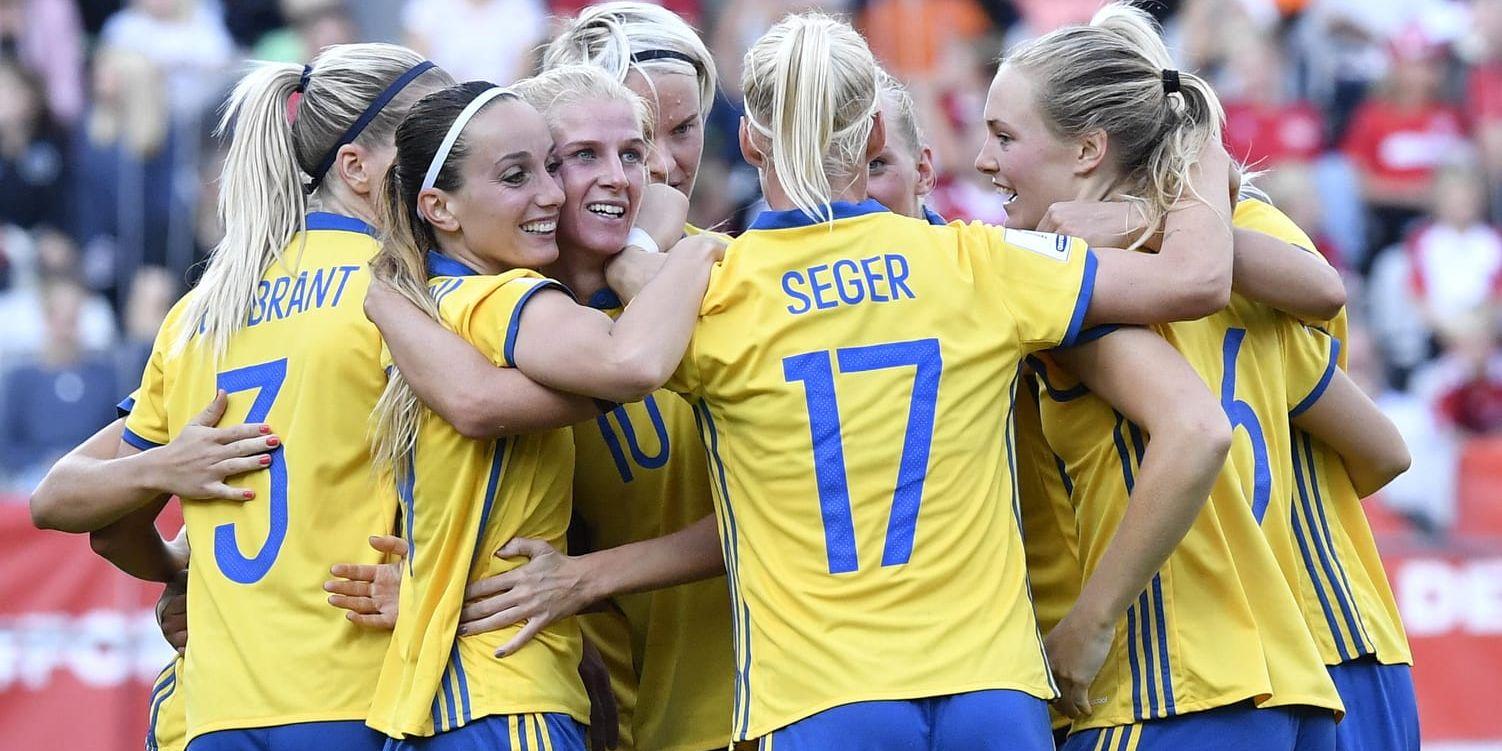 Sverige kvalificerade sig för VM i Frankrike efter seger mot Danmark i den sista kvalmatchen. Nu väntar VM-lottningen. Arkivbild.