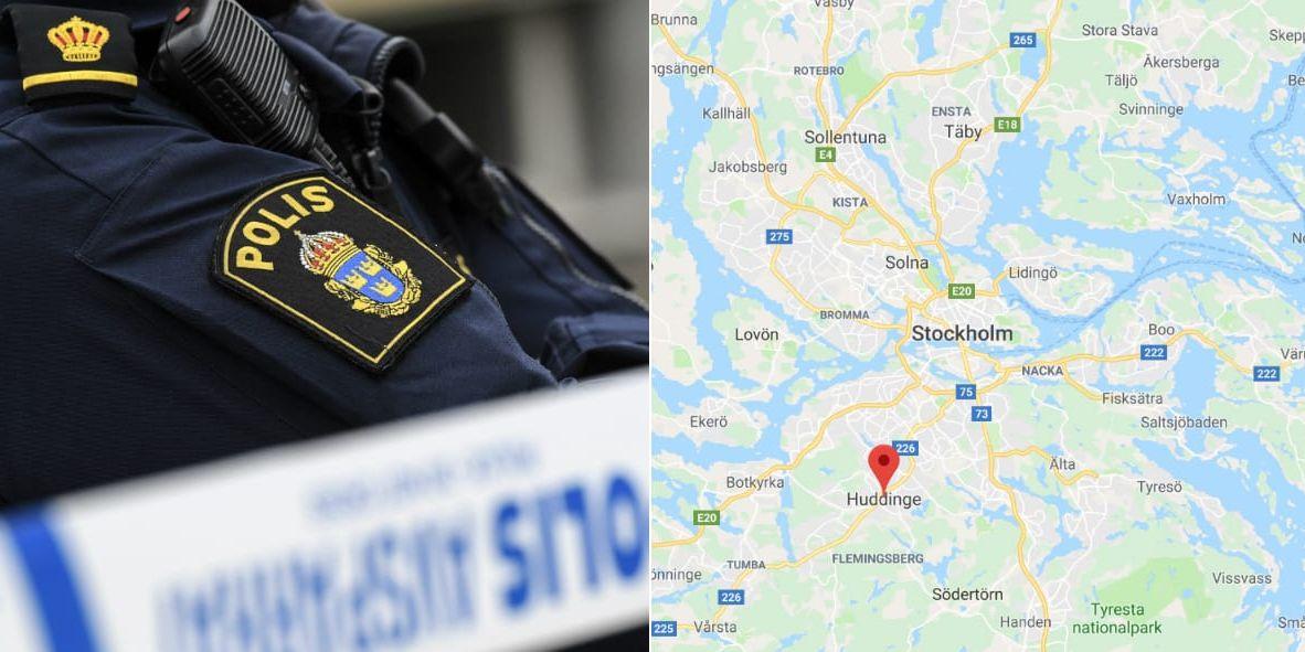 En skjutning vid ett gymnasium i Huddinge, söder om Stockholm. Gärningsmännen flydde i blå Volvo, enligt uppgifter till Aftonbladet.