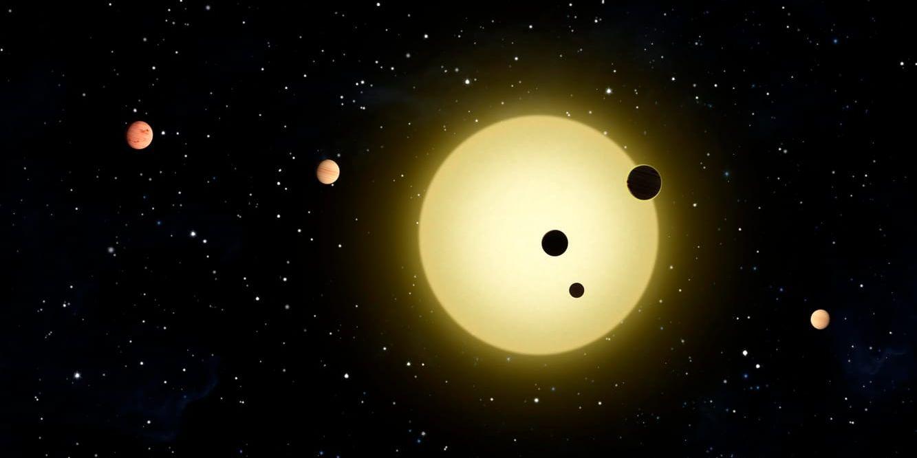 Kepler-teleskopet letar efter planeter genom att se dem framför stjärnor, men en stjärna hade något annat framför sig. Här är ett annat solsystem, Kepler-11. Arkivbild.