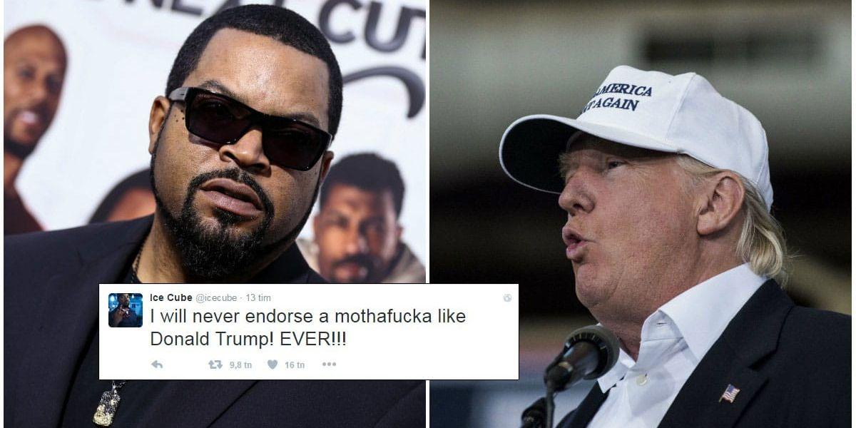 Ice Cube förnekar å det grövsta att han skulle stödja Donald Trump. Arkivbild: TT