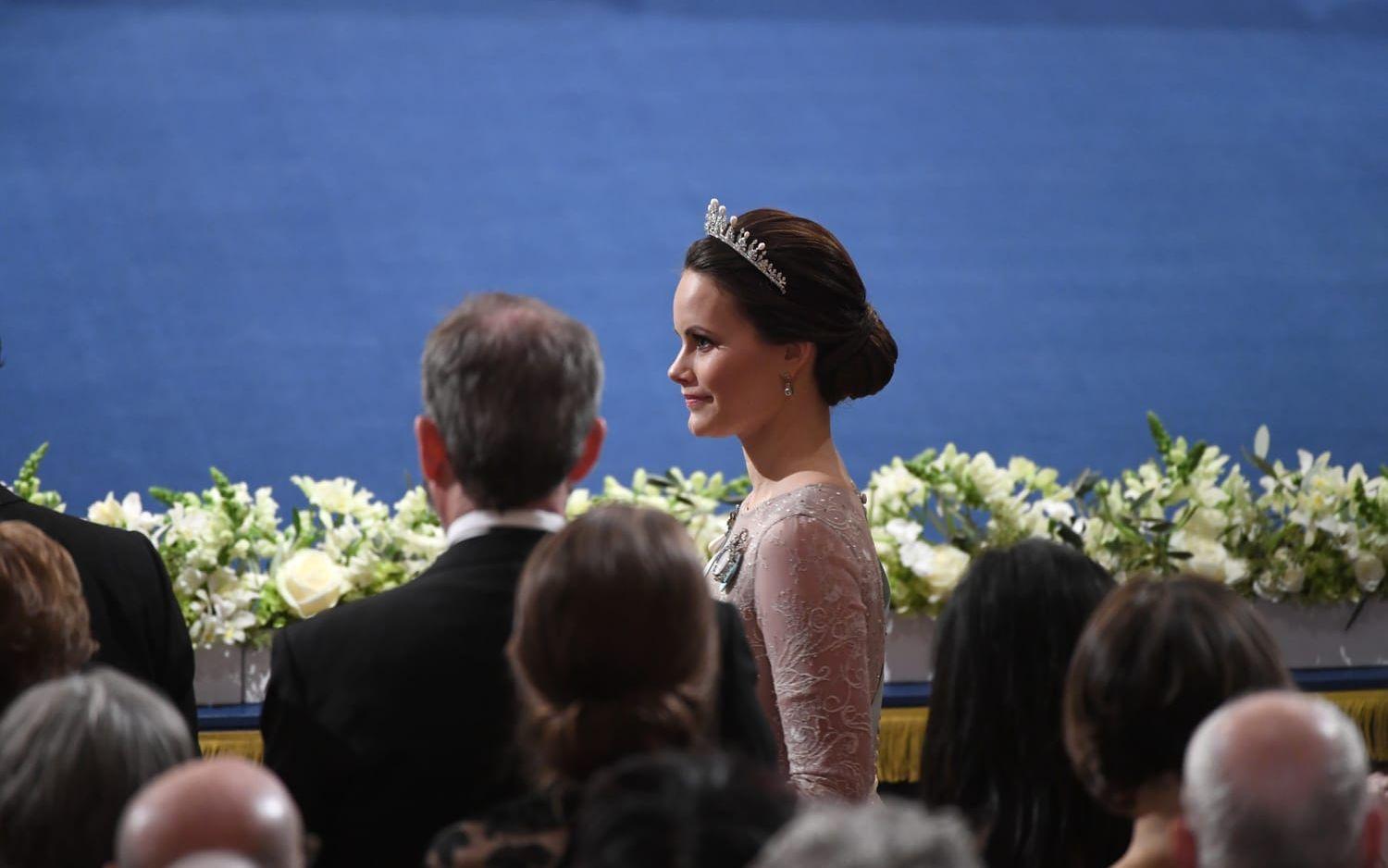 Prinsessan Sofia under Nobelprisutdelningen i Konserthuset i Stockholm på söndagen. Foto: Henrik Montgomery / TT