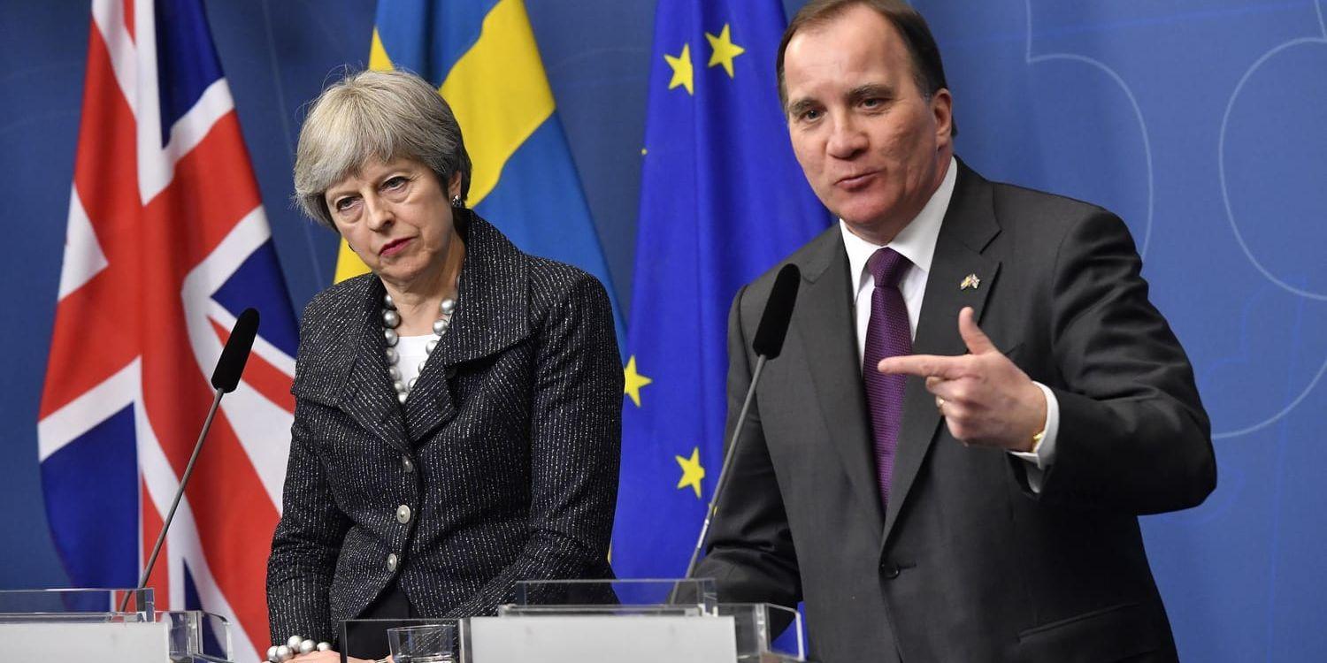Oklar relation mellan britter och svenskar på sikt. På bilden statsminister Stefan Löfven (S) och Storbritanniens premiärminister Theresa May. Arkivbild.