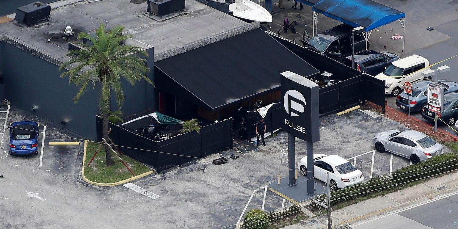 Nattklubben Pulse i Orlando i Florida. Bilden är från efter attentatet.