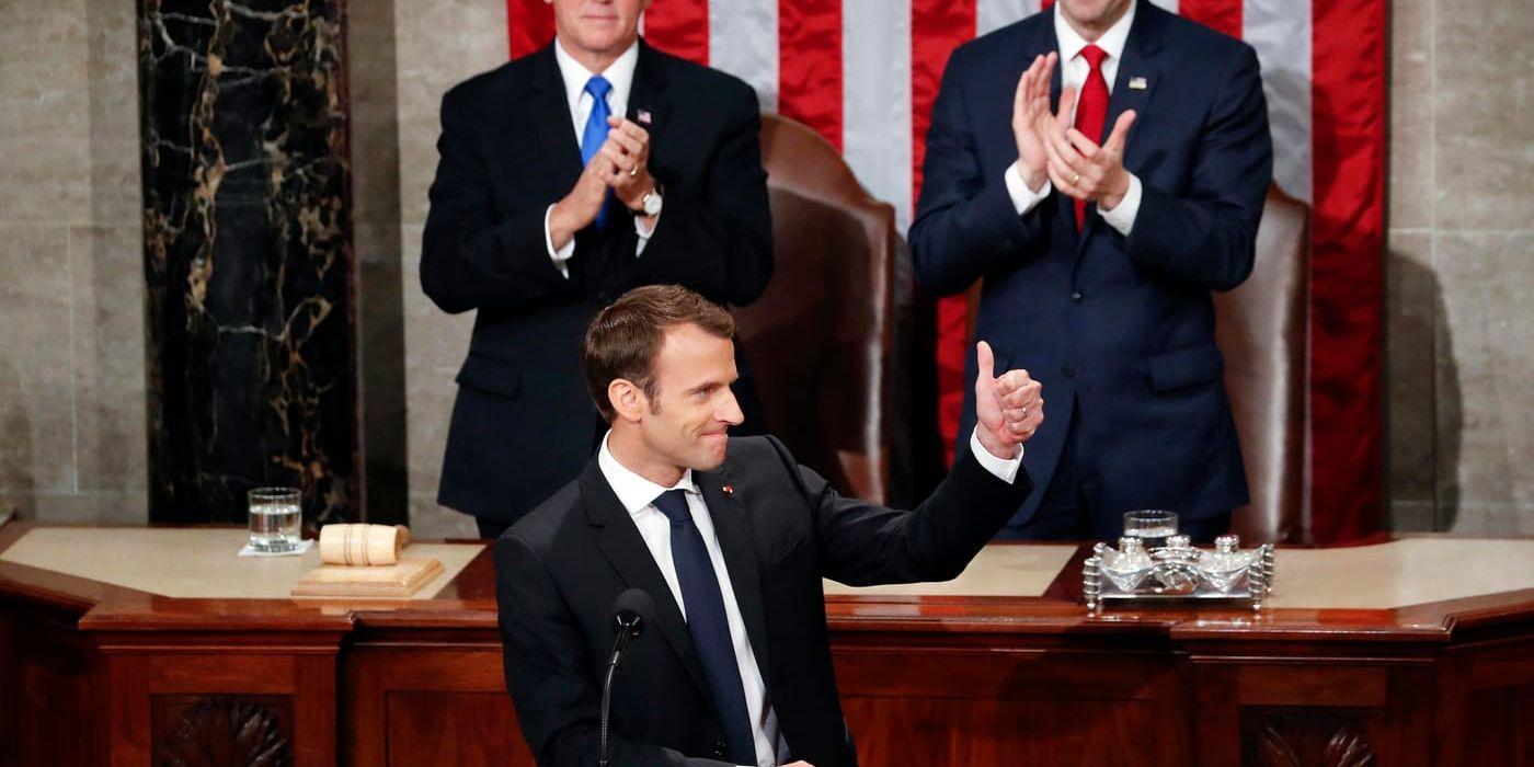 Frankrikes president Emmanuel Macron talade i kongressen under onsdagen.
