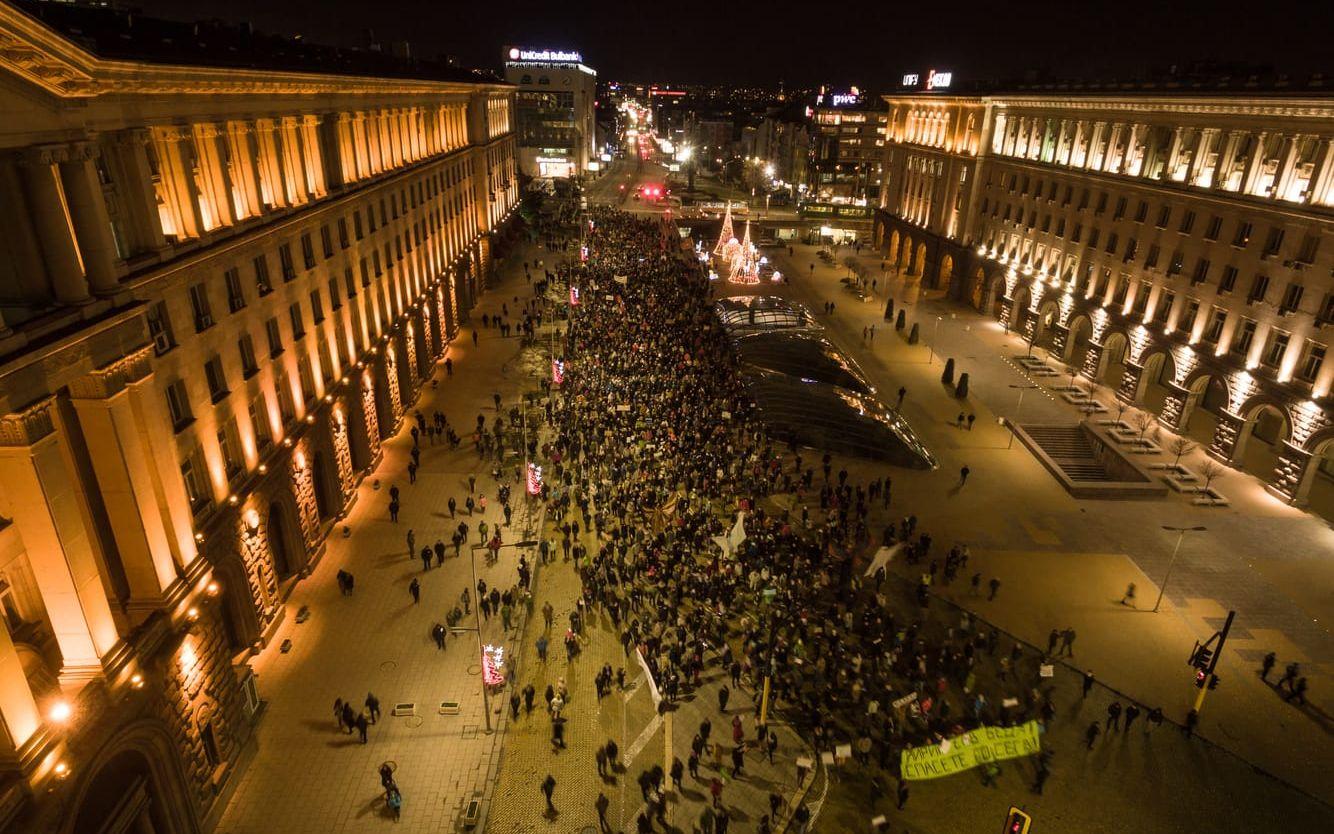 Veckans demonstration i Sofia drog flera tusen personer. 