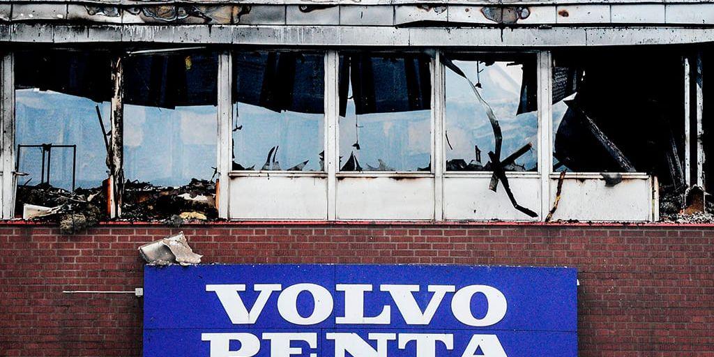 En storbrand utbröt i Volvo Pentas kontor i Lundby i december förra året.