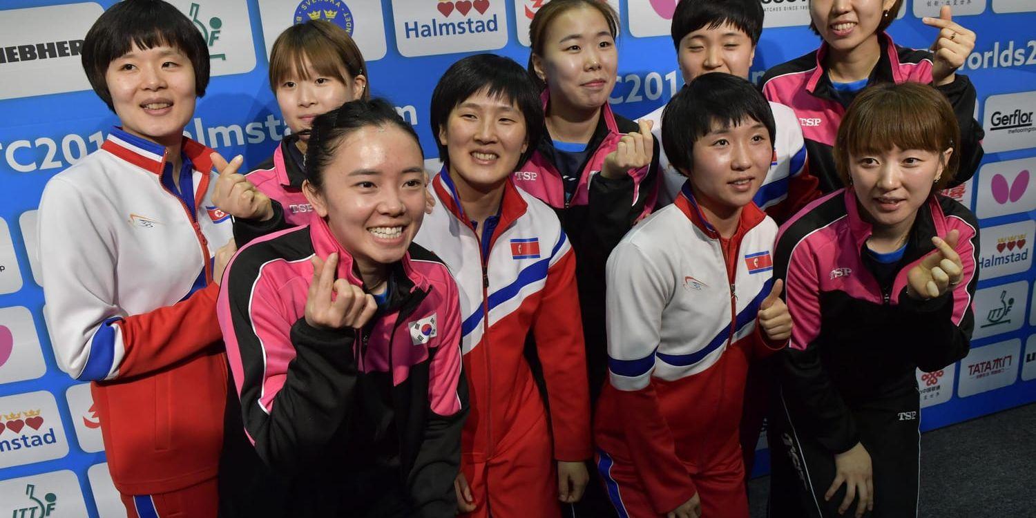 Nordkorea och Sydkorea skulle ha mötts i damernas kvartsfinal i lag-VM i bordtennis. Men matchen ställdes in, då länderna i stället meddelade att de har beslutat att gå samman och tävla som ett enat Korea i semifinalen.
