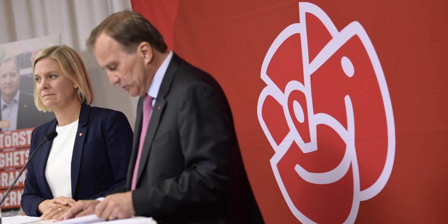 Finansminister Magdalena Andersson och statsminister Stefan Löfven presenterade i tisdags Socialdemokraternas valmanifest och föreslog en extra veckas ledighet för föräldrar vid skollov, studiedagar eller terminsstart. Arkivbild.