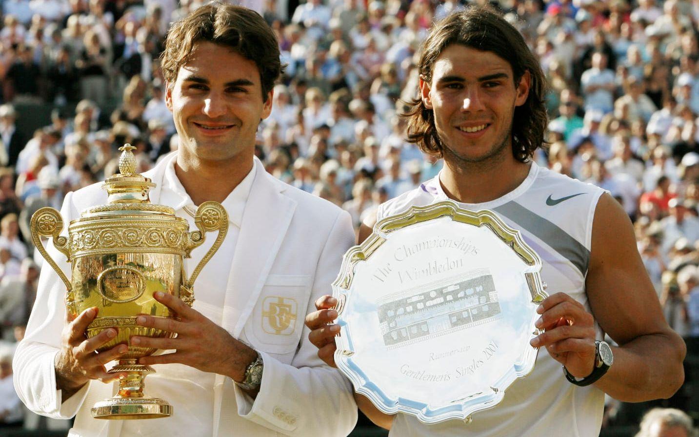 Federer har fixat flest grand slam-titlar, 18 stycken mot Nadals 14. Tidigare i år möttes de i Australian Open-finalen – schweizaren vann. Foto: TT