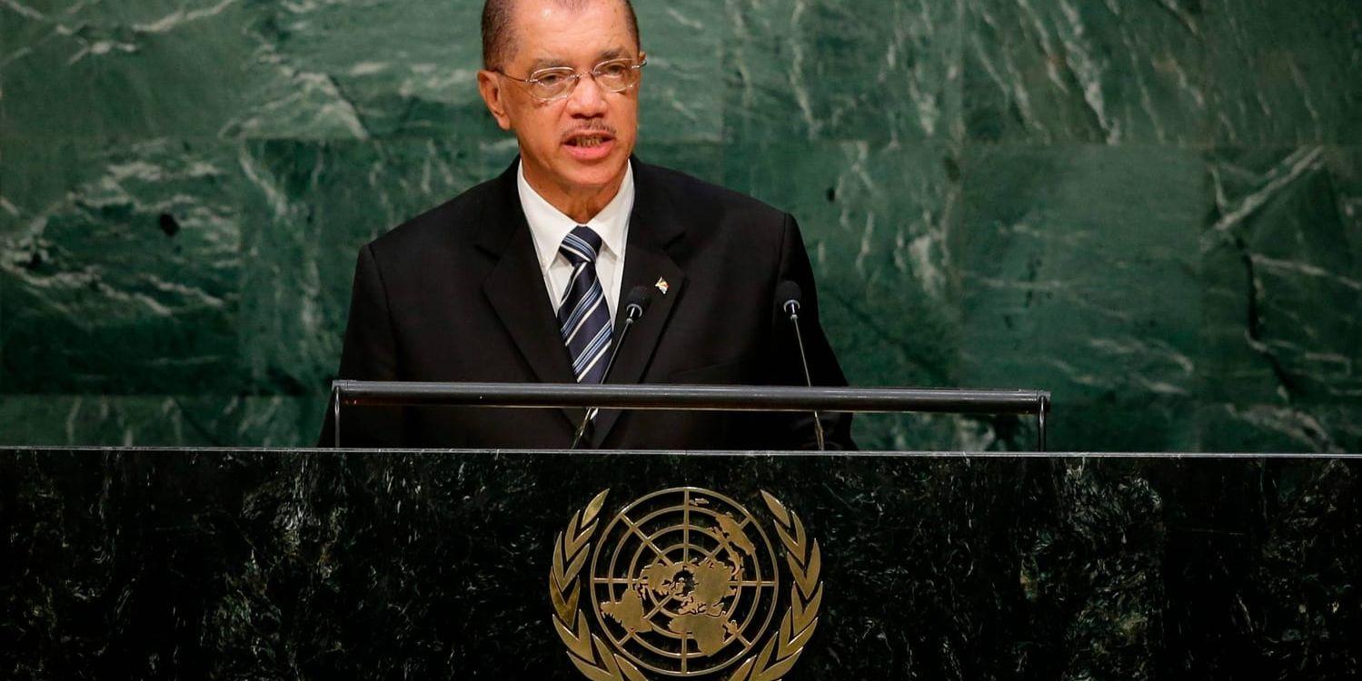 Seychellernas president James Michel talar inför FN:s generalförsamling. Arkivbild.