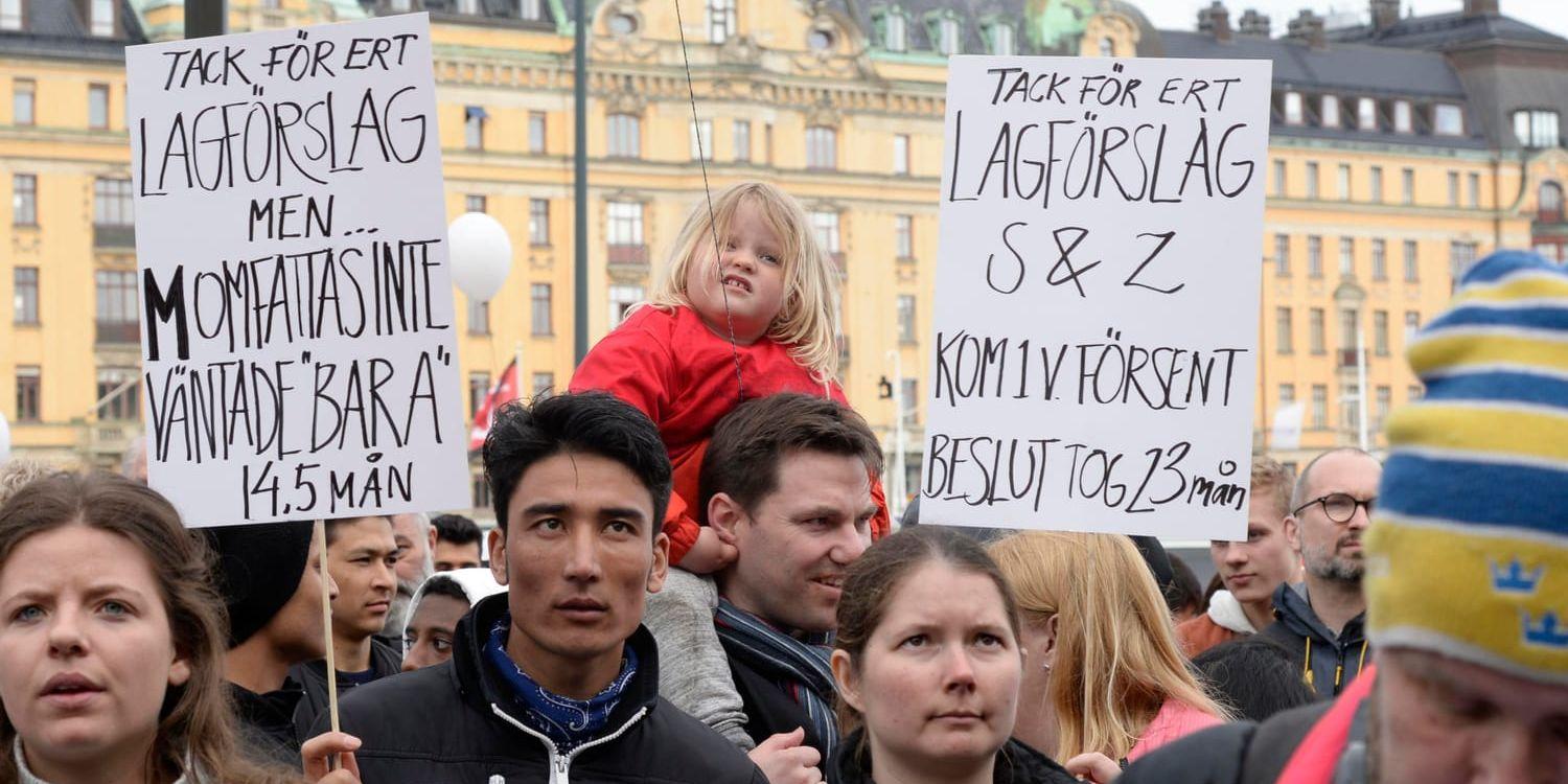 En demonstration till stöd för ensamkommande i Stockholm i våras. Arkivbild