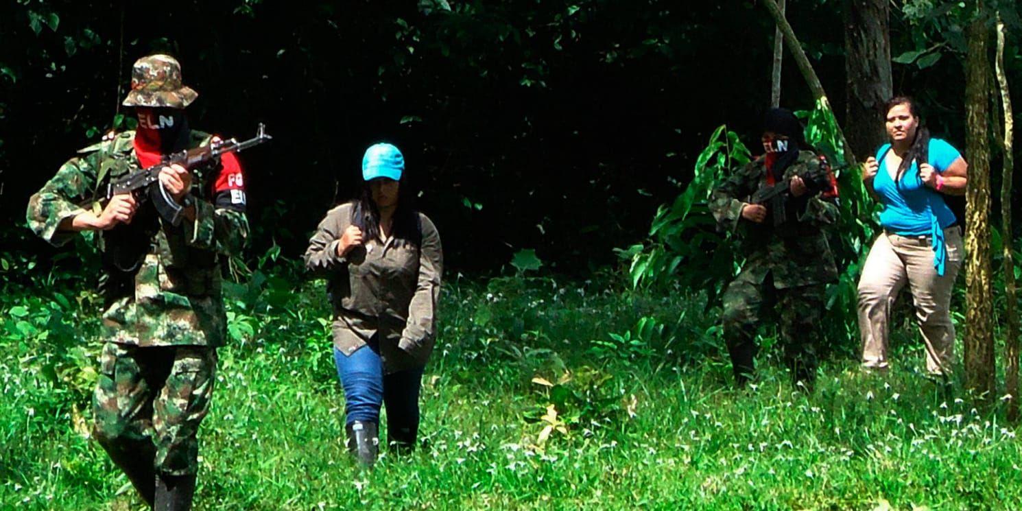 En kvinna som kidnappats av ELN släpptes norr om Bogata i Colombia 2012. Arkivbild.