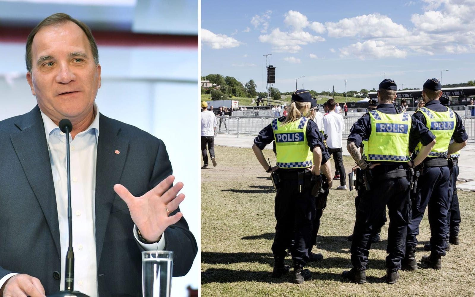 Statsminister Stefan Löfven (S) och Justitieminister Morgan Johansson (S) lovar fler poliser. Bild: TT
