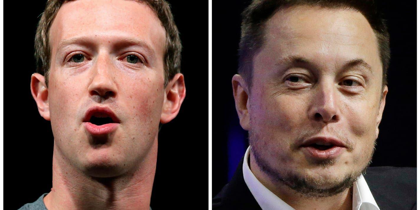 Facebooks Mark Zuckerberg (t v) och Tesla- och Space X-grundaren Elon Musk har inte alltid dragit jämnt. Arkivbild.