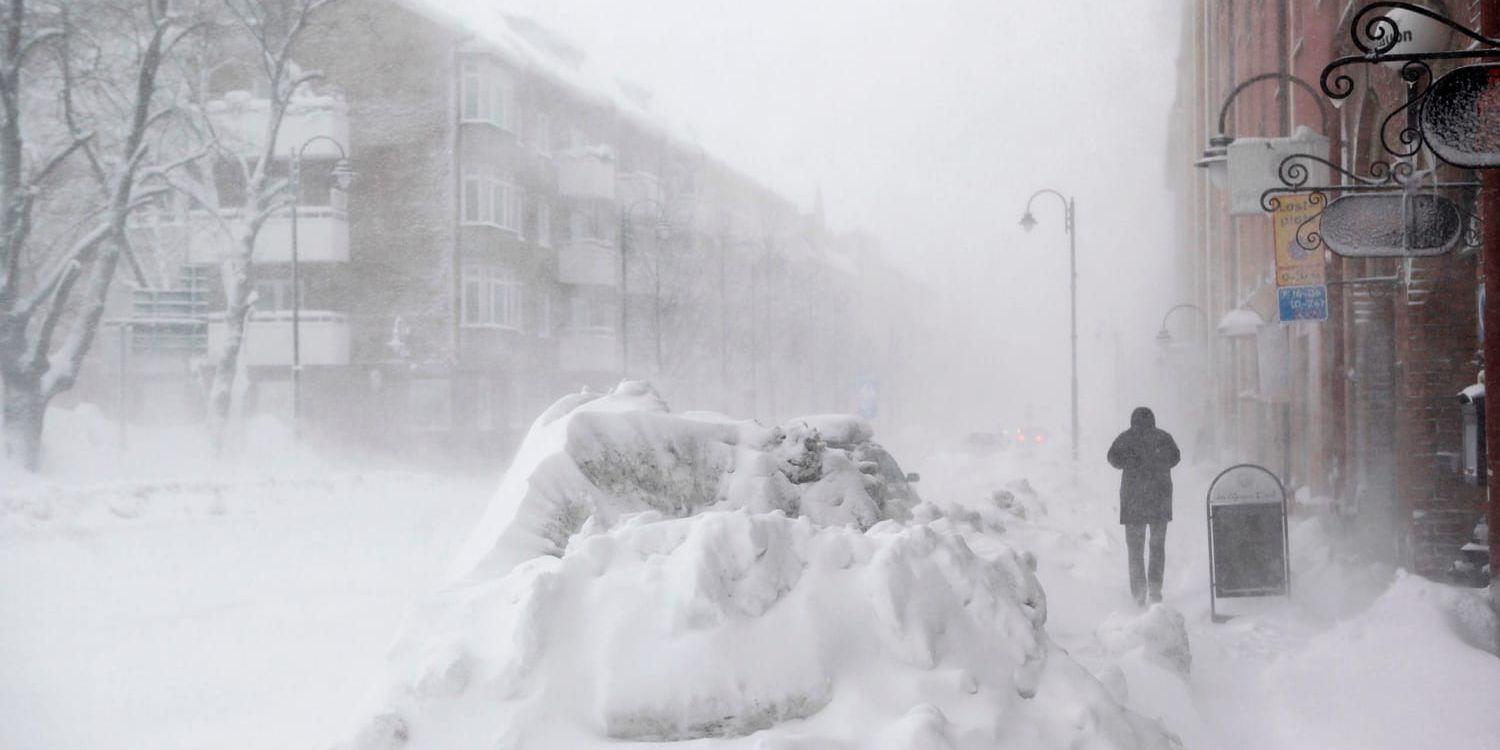 Det vräkte ner snö över Sundsvall förra veckan.