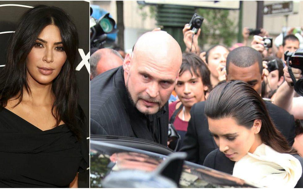 Kim Kardashian tillsammans med livvakten Pascal Duvier. Bild: Andy Kropa TT, Stella Pictures