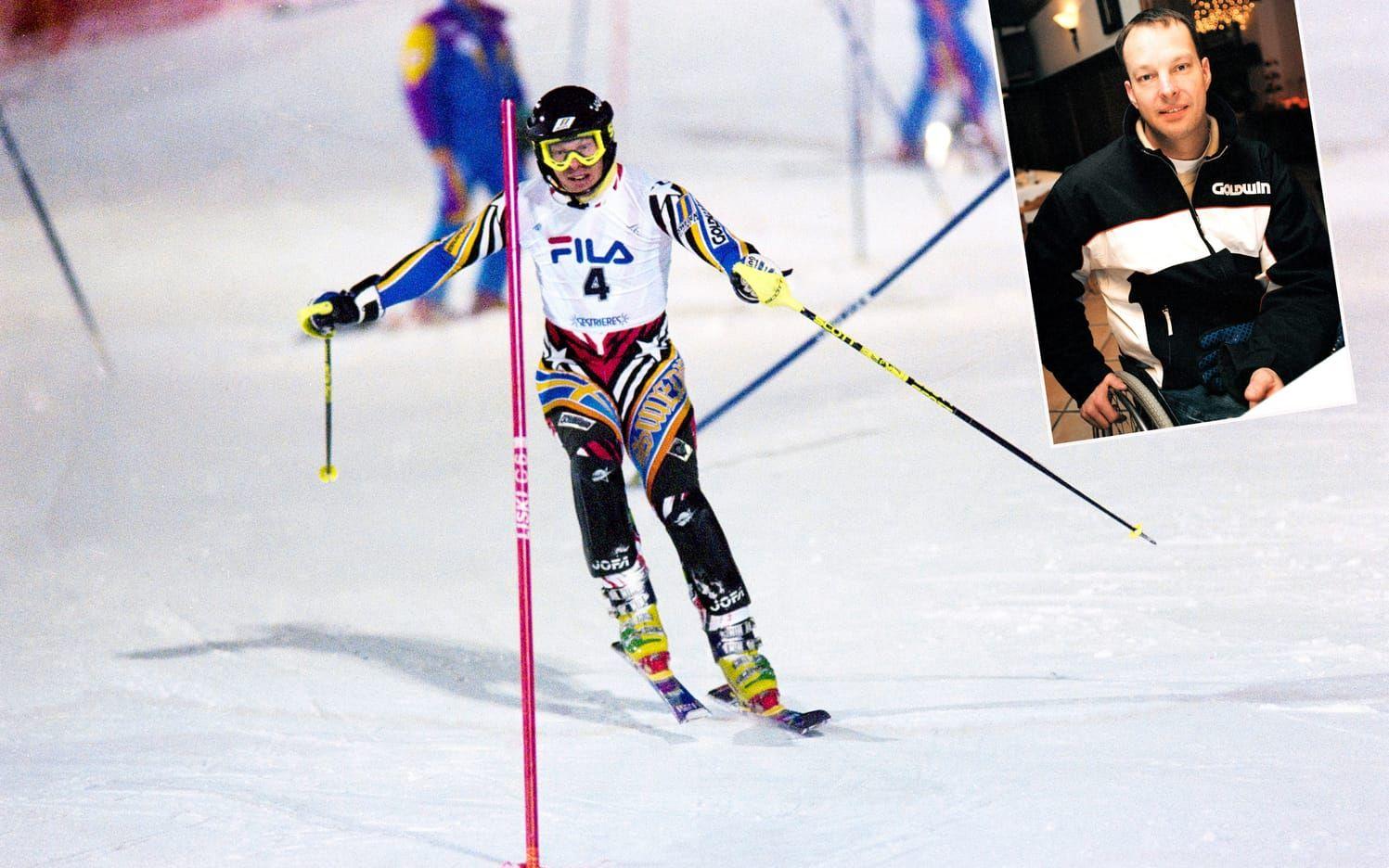 Thomas Fogdö föll olyckligt på en träning i Åre 1995. Han bröt ryggen och blev förlamad från midjan och neråt. Foto: Bildbyrån