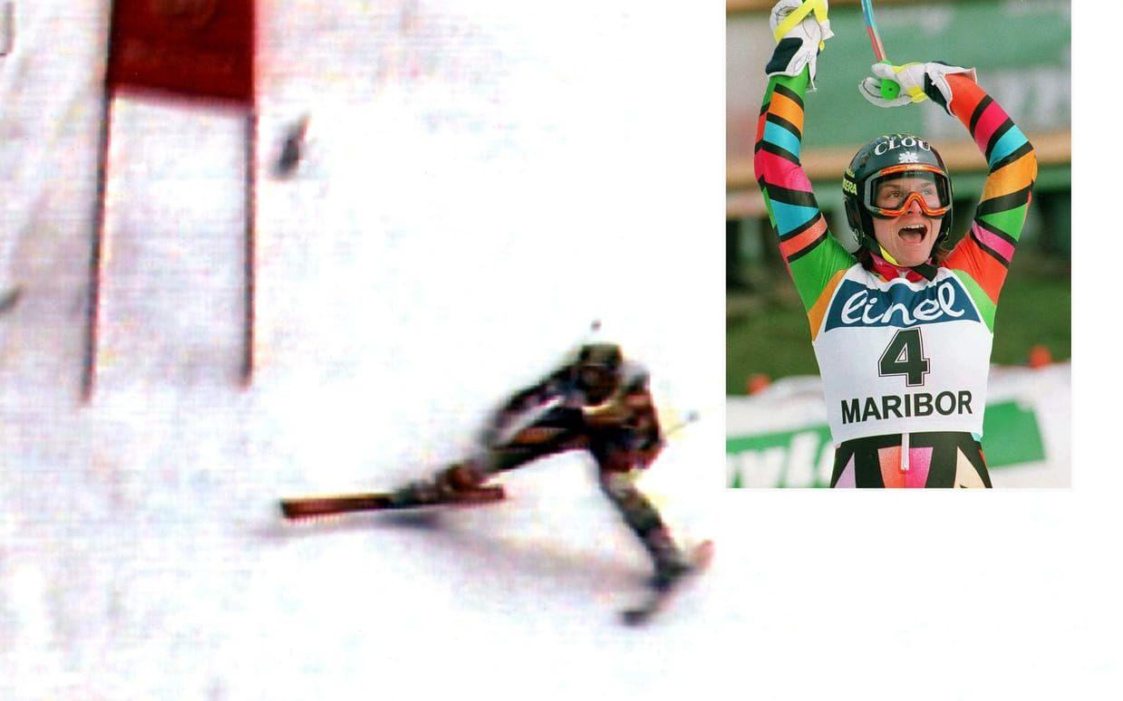 I januari 1994 förlorade Ulrike Maier sitt liv i Garmisch-Partenkirchen. Österrikiskan föll i hög fart och bröt nacken. Foto: TT