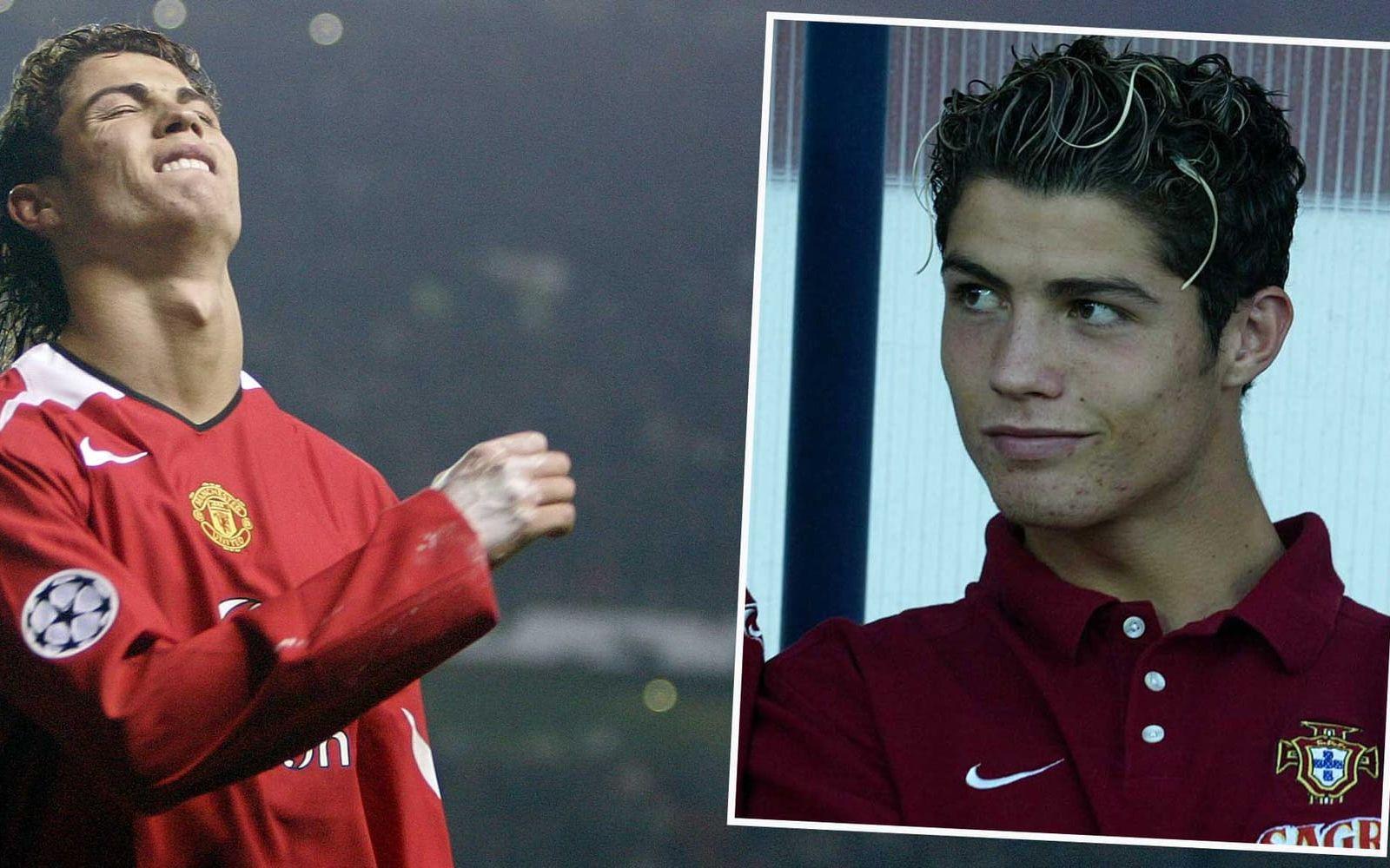 En ung Cristiano Ronaldo med blonda slingor. Usch. Foto: TT