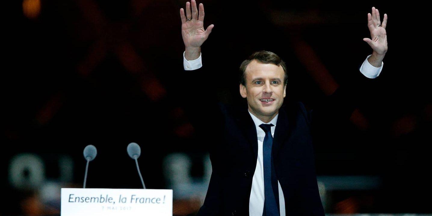 Emmanuel Macron hyllas efter valet till president. Nu kan han också få majoritet i parlamentet. Arkivbild.