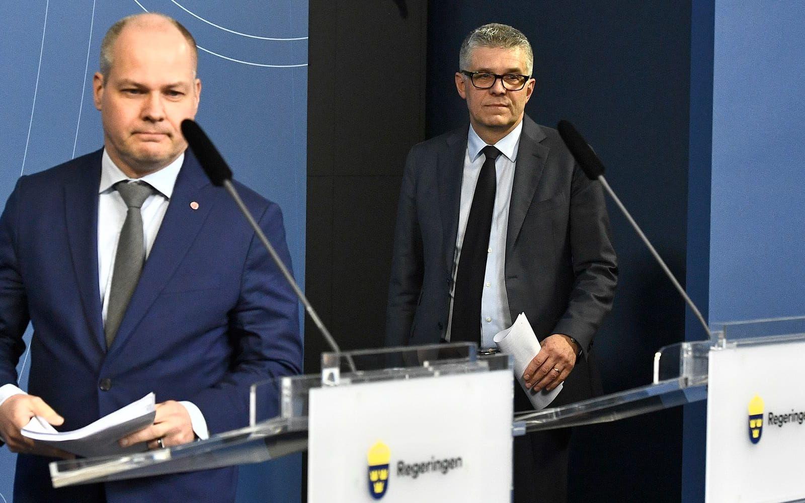 Justitie- och inrikesminister Morgan Johansson (S) meddelar att regeringen har utsett Säpochefen Anders Thornberg till ny rikspolischef.