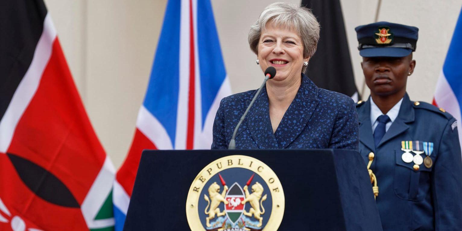 Storbritanniens premiärminister Theresa May vid ett besök i Kenya nyligen. Arkivbild.
