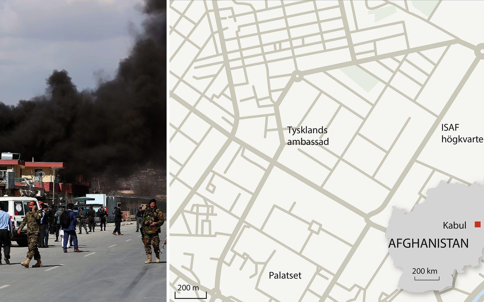 Flera explosioner och attacker har skett i Kabul den 1 mars. FOTO: AP GRAFIK: GP