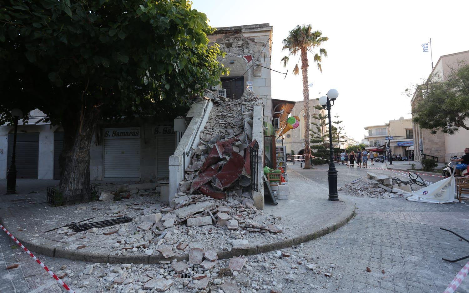 Stora skador på ön Kos efter jordbövningen.Bild:Panos Iliopoulos.
