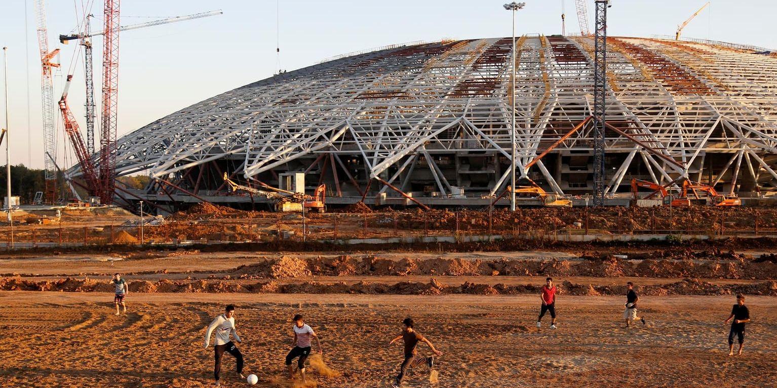 En VM-arena under uppbyggnad i Samara i Ryssland. Arkivbild.