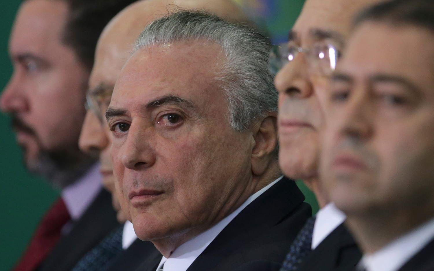 <strong>MICHEL TEMER,</strong> president i Brasilien: 1 miljon kronor. Temer fick överta presidentposten sedan Dilma Rousseff avsattes. Han har en årslön på 1 miljon kronor.