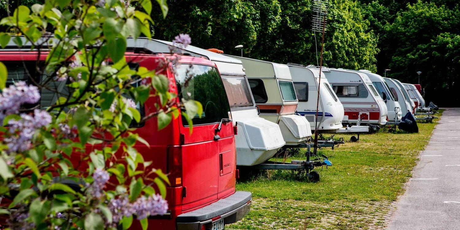 Husvagnar på Bredäng camping. Arkivbild.