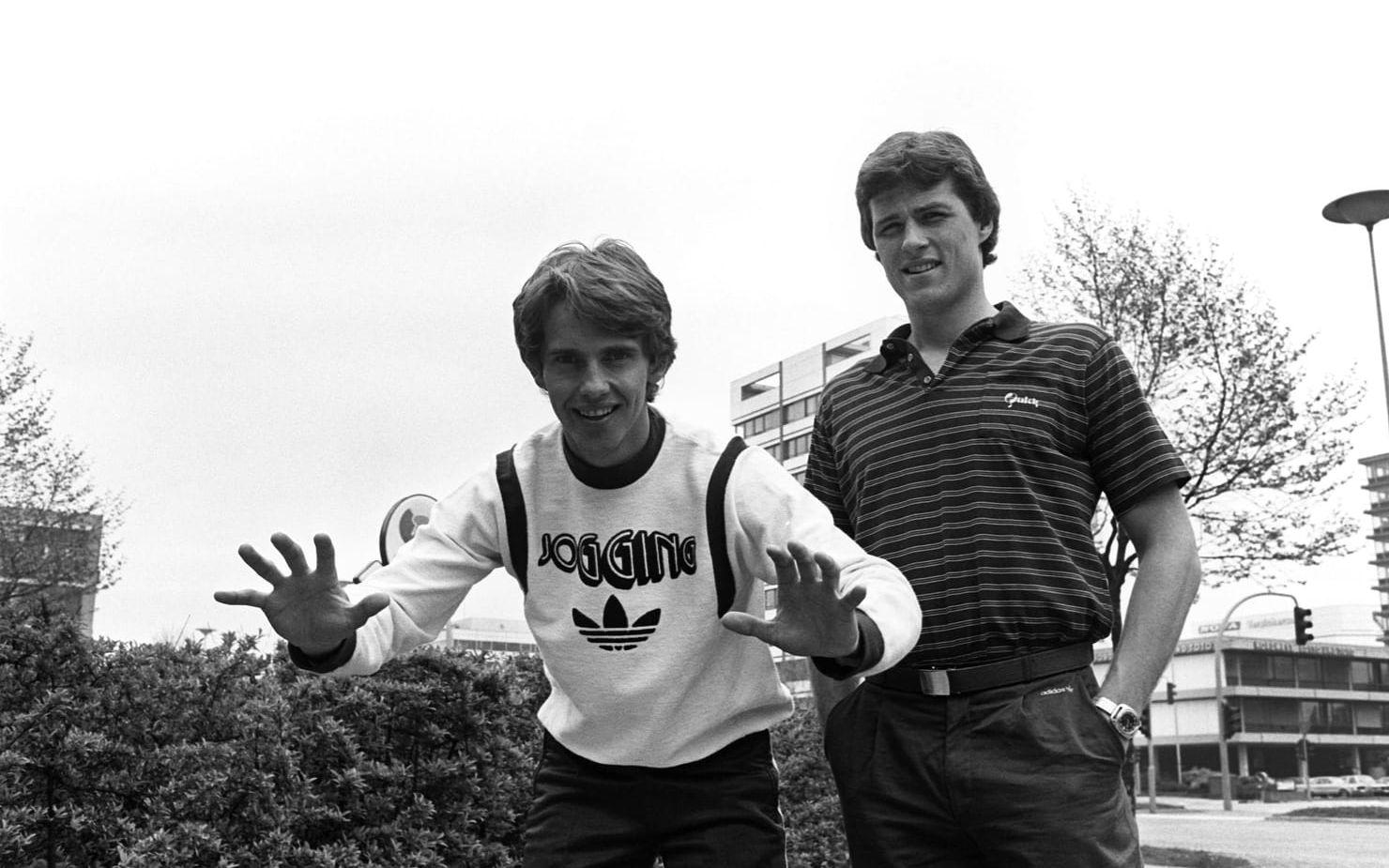 8. Tomas Wernersson och Glenn Hysén inför Uefacupfinalen mot Hamburg 1982. Foto: Bildbyrån