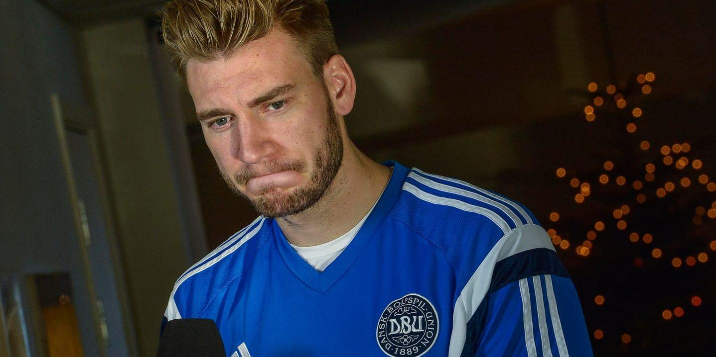 Danske anfallaren Nicklas Bendtner är skadad och riskerar att missa VM. Arkivbild.