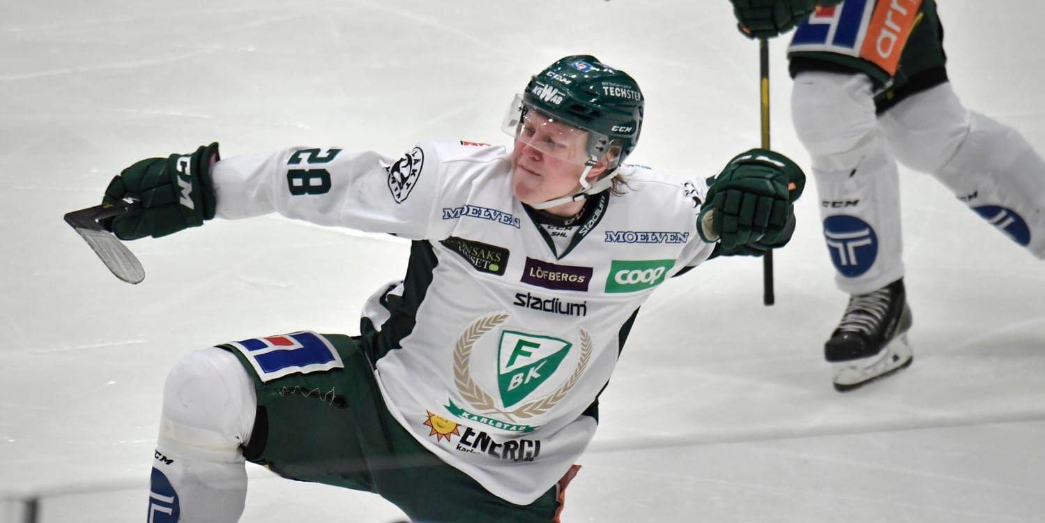 Fabian Zetterlund firar sitt 2–2-mål mot Djurgården.