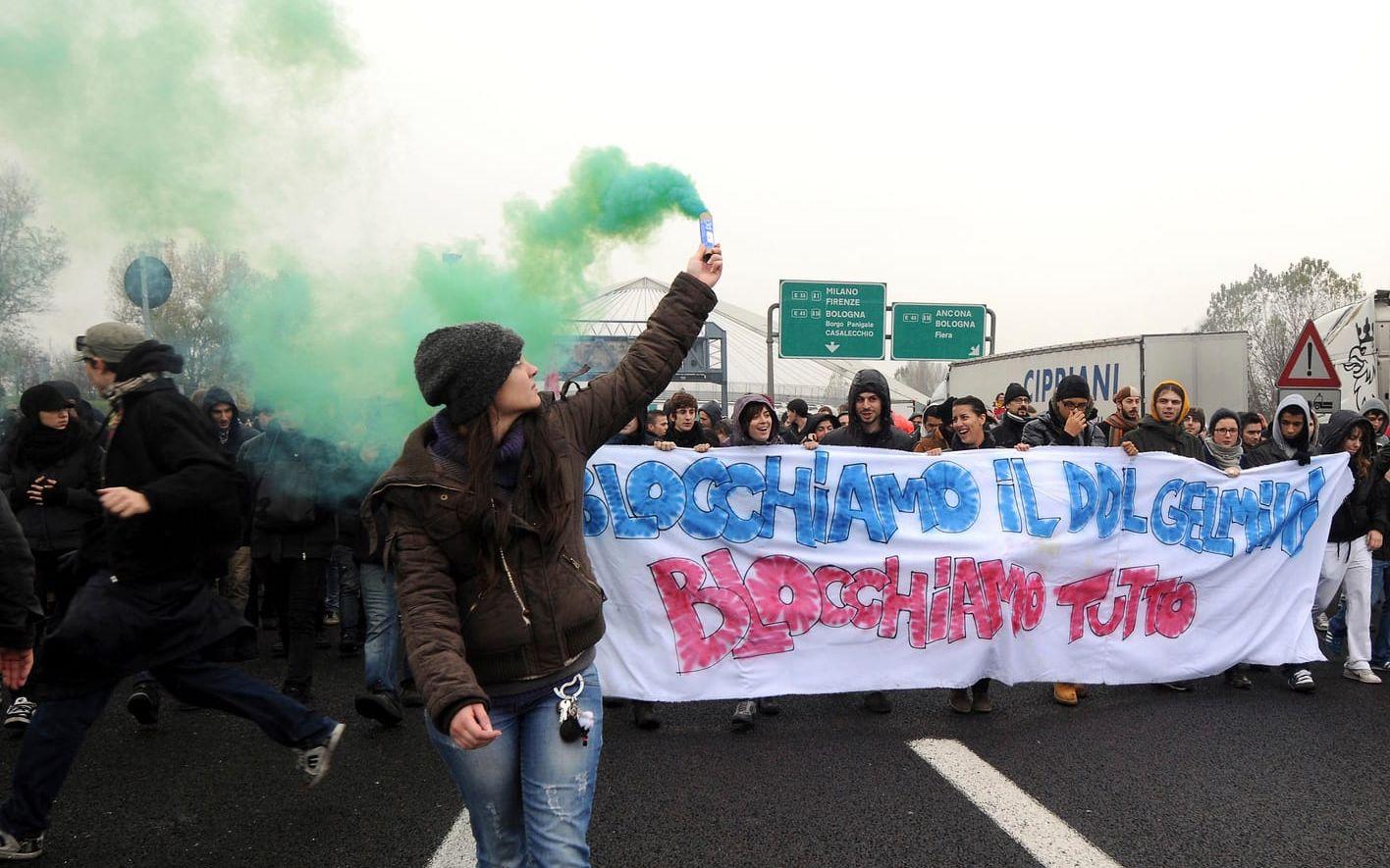 Bologna är vida känt för dess universitet, här en studentprotest.