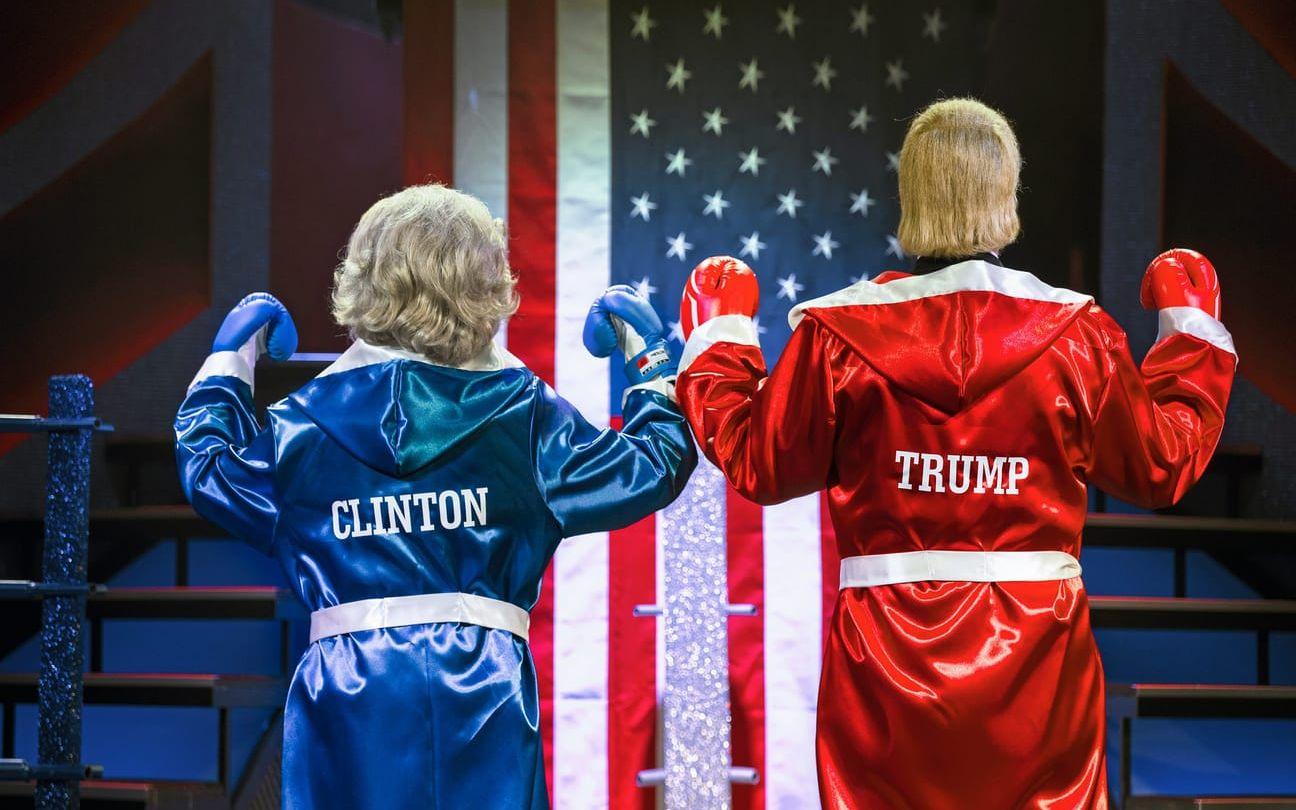 Boxryggar på Clinton & Trump. Bild: Bo Håkansson.