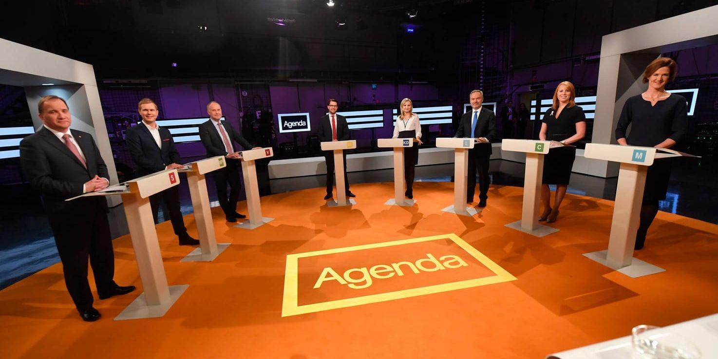 Det är små rörelser i väljarkåren den senaste månaden. På söndagskvällen drabbar partiledarna åter samman i SVT:s program Agenda. Arkivbild.