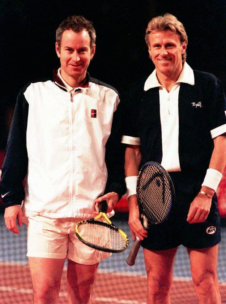 John McEnroe och Björn Borg ska just till att spela mot varandra i ATP:s seniortour 1997. Det var deras första match på 16 år.
