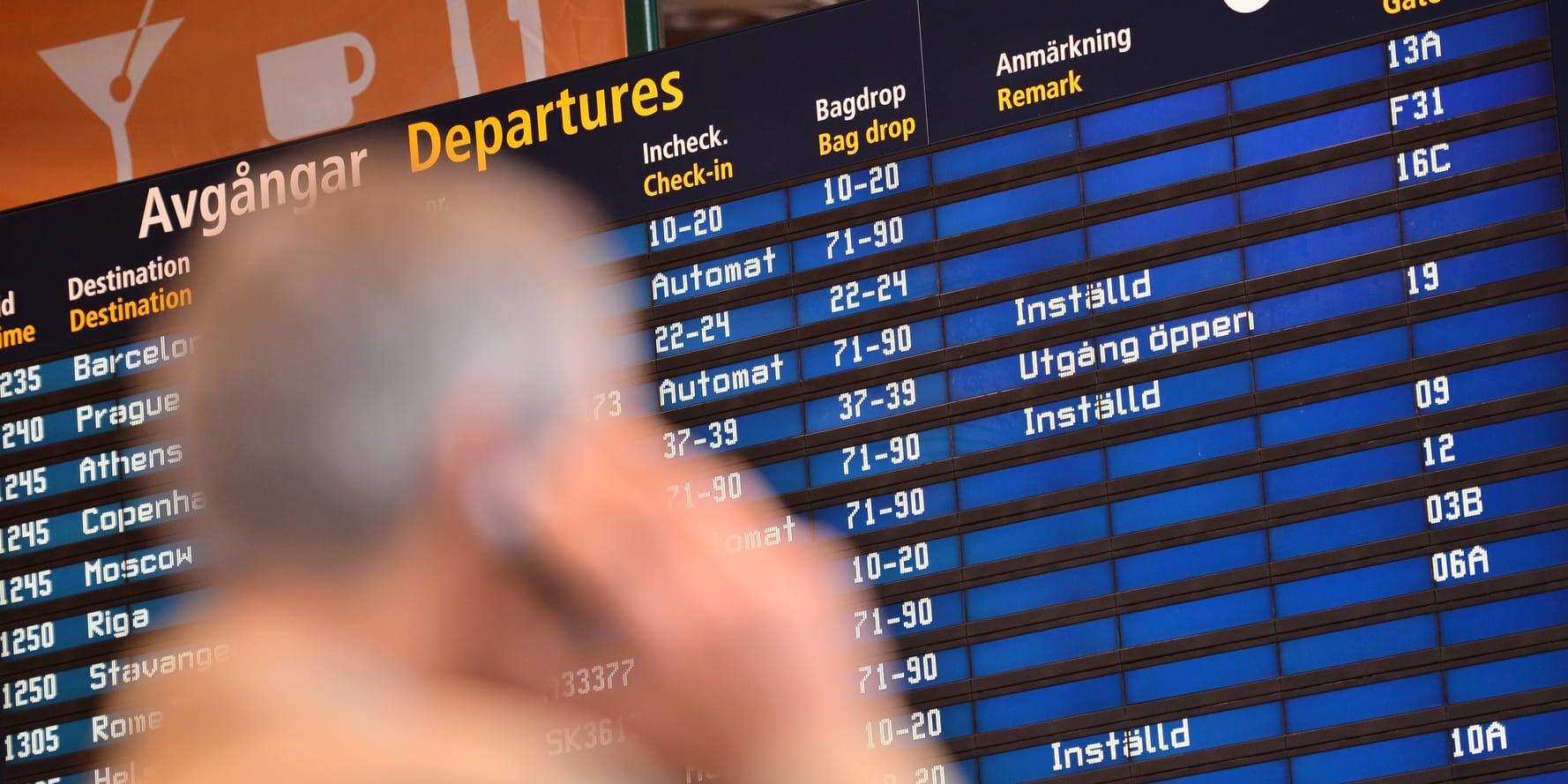 Inga flyg fick lyfta från Arlanda flygplats. Enligt Swedavia berodde stoppet på Arlanda på att Luftfartsverket hade problem i datakommunikationen. Arkivbild.