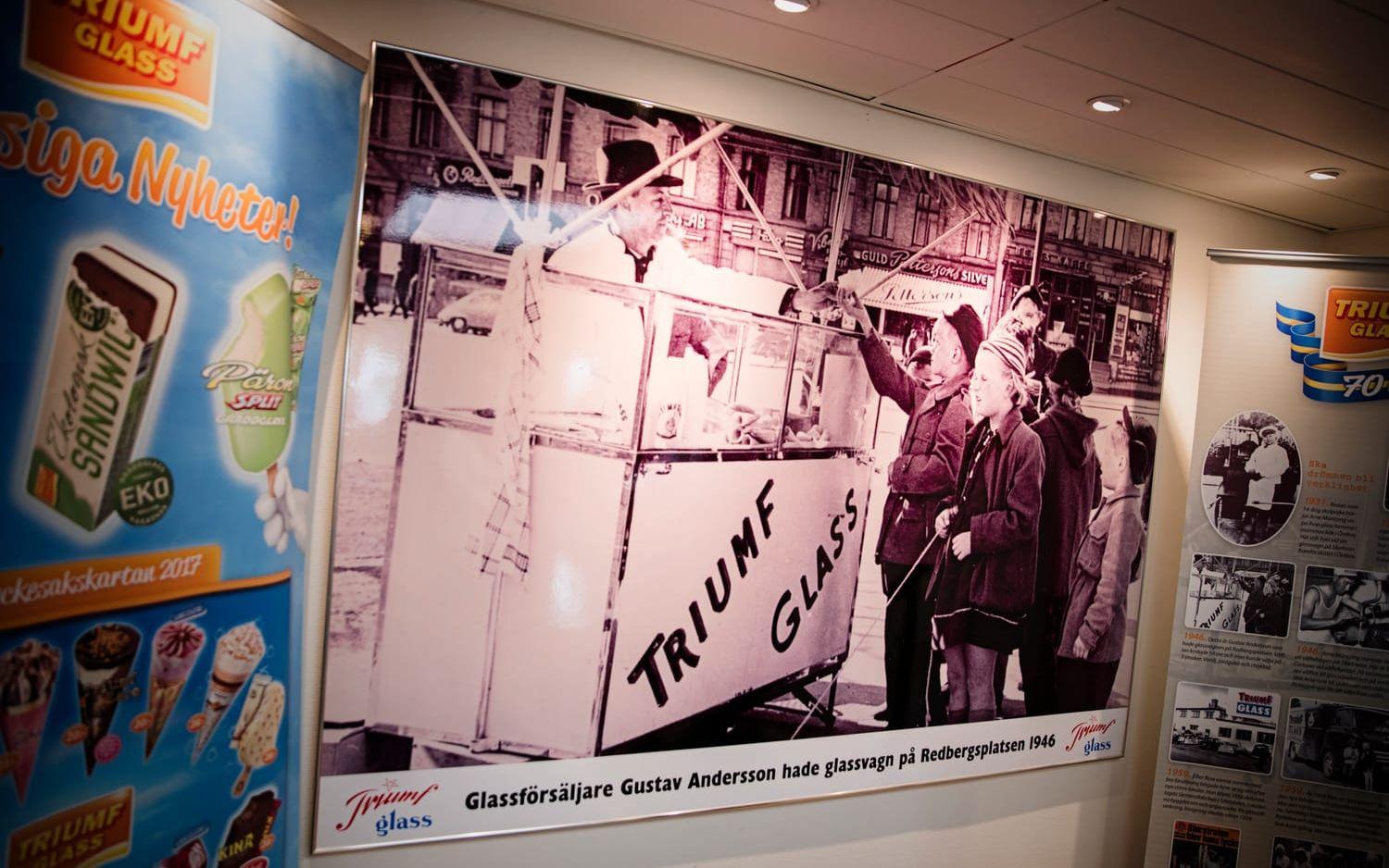 Bolaget grundades 1946 av Arne Arne Müntzing. På bilden, som sitter på huvudkontoret i Sävedalen, syns det första försäljningsstället i Göteborg.