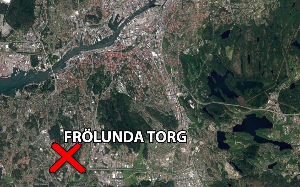 Mannen sköts vid Frölunda torg, i västra Göteborg.
