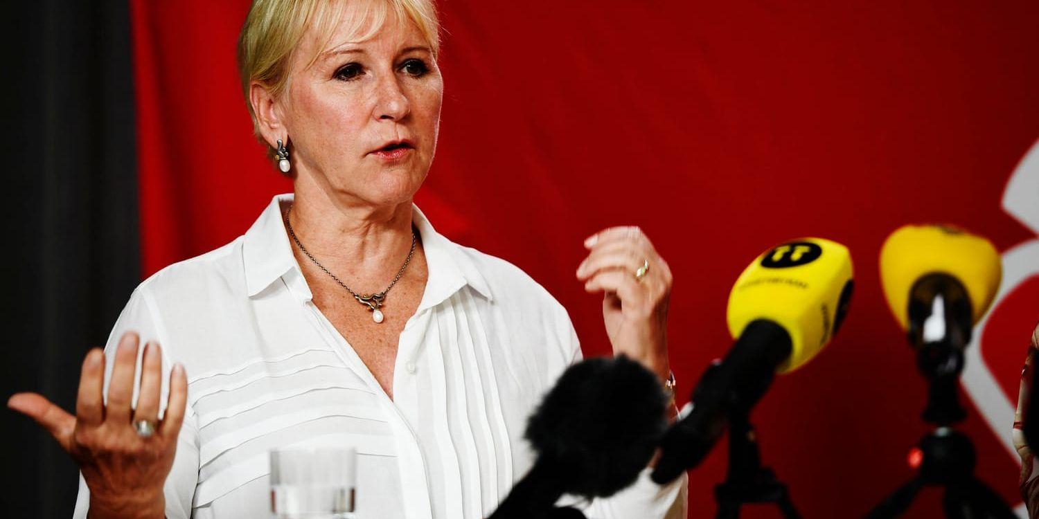 "Nu väljer vi att lyfta hur Sverigedemokraternas politik kommer att påverka kvinnor i Sverige", säger utrikesminister Margot Wallström (S). Arkivbild.