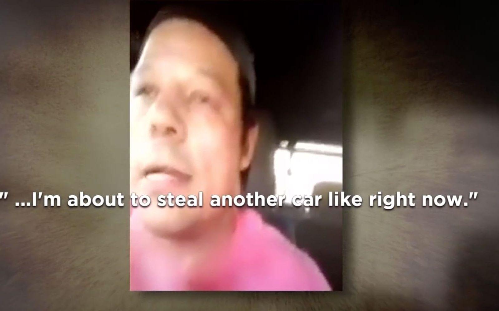 Sänder live på Facebook. I en video på Facebook uppger 38-åringen bland annat att han planerar att stjäla en ny bil. FOTO: CNN