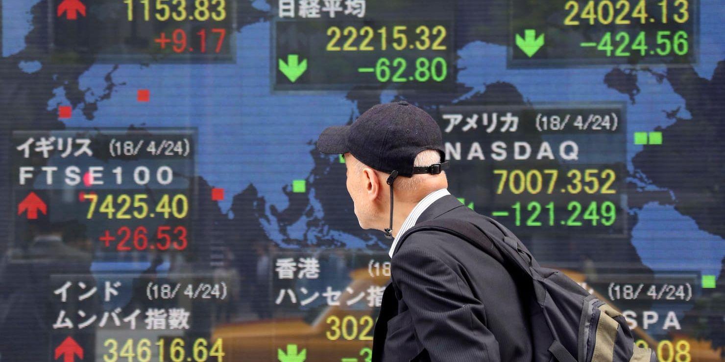Tokyobörsen sjunker.