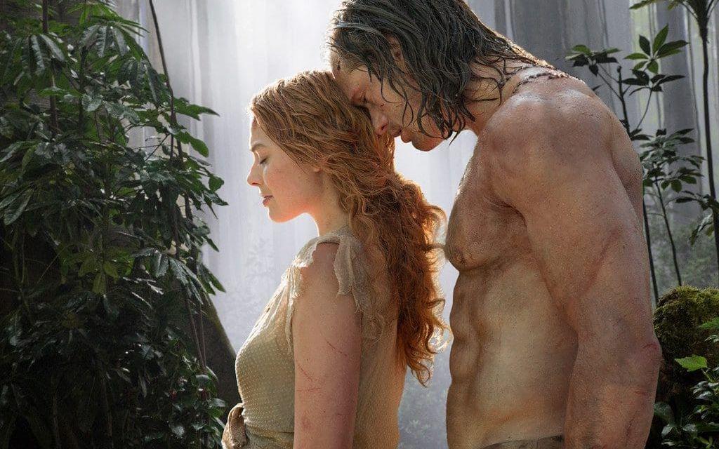 Margot Robbie som Jane och Alexander Skarsgård som Tarzan i filmen som har premiär i veckan.
