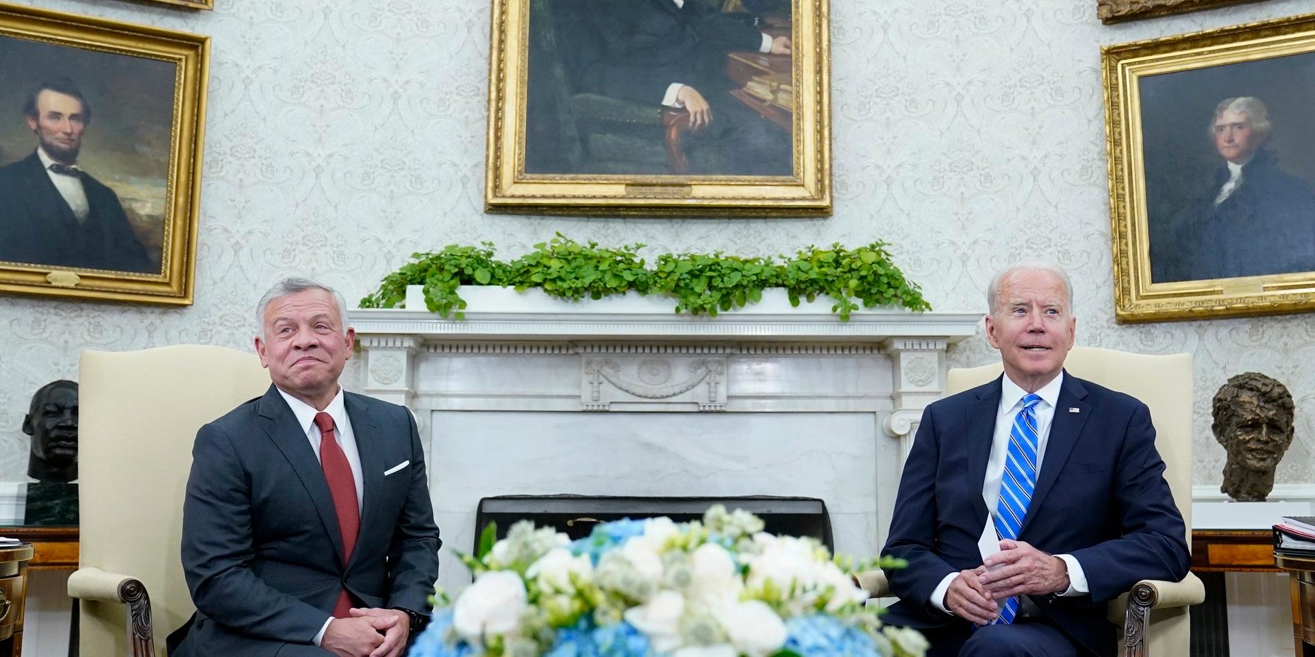 Jordaniens kung Abdullah (till vänster) och USA:s president Joe Biden har träffats i Vita huset.