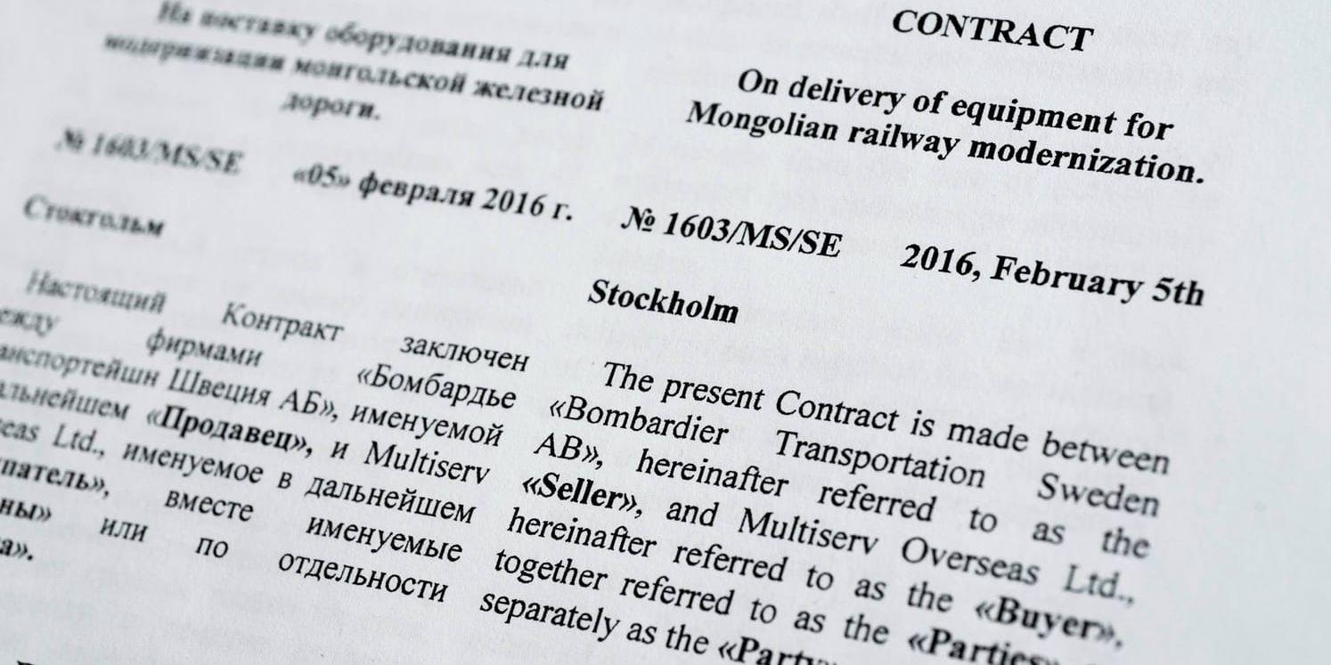 Ett hemligt kontrakt visar att Bombardier i Sverige av allt att döma har gjort affär i Mongoliet via det mystiska Multiserv Overseas. I Bombardiers affär i Azerbajdzjan misstänks mutor via samma företag.