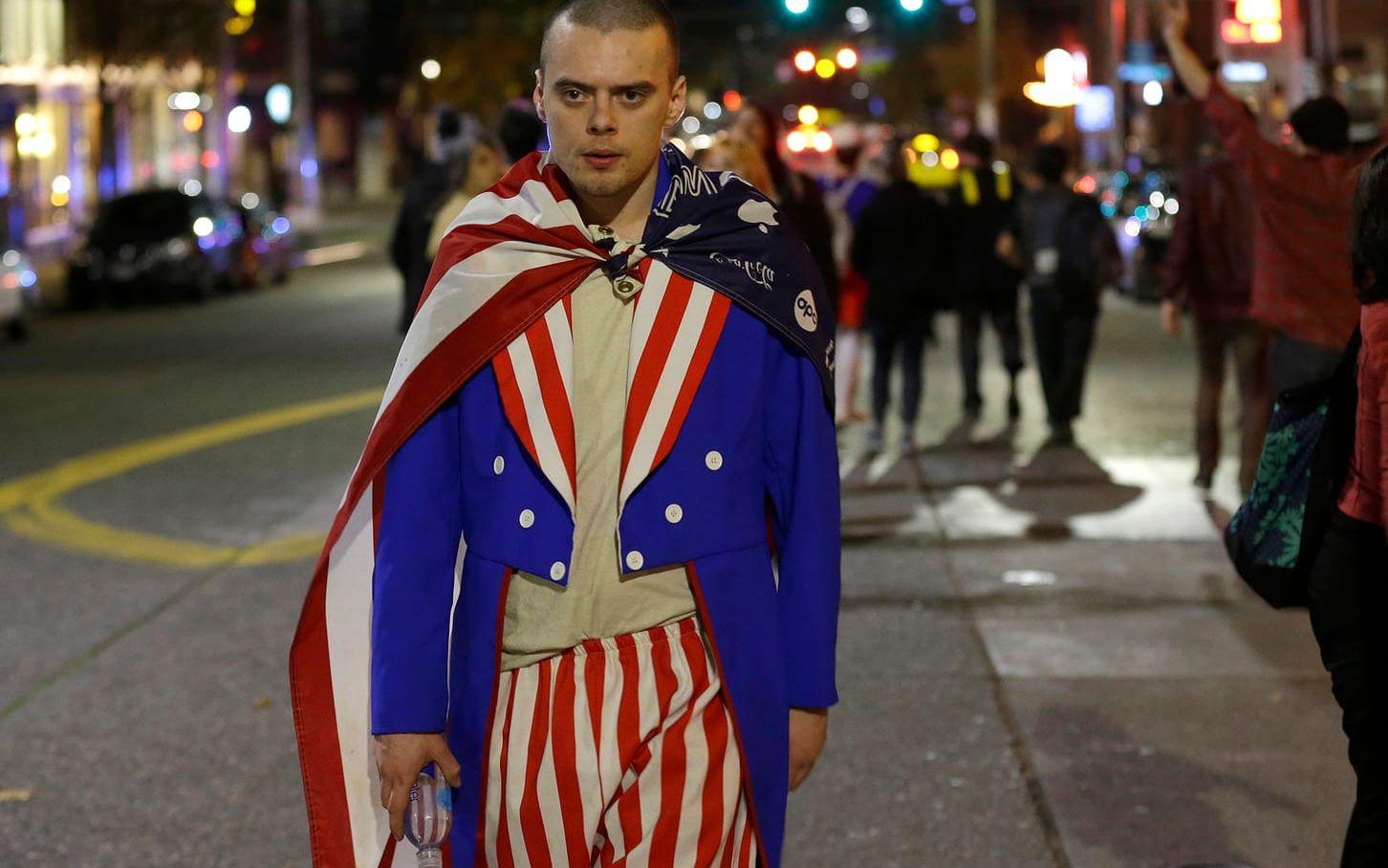 Protester utbröt vid Capitol Hill i Seattle efter att valresultatet var ett faktum. Foto: AP