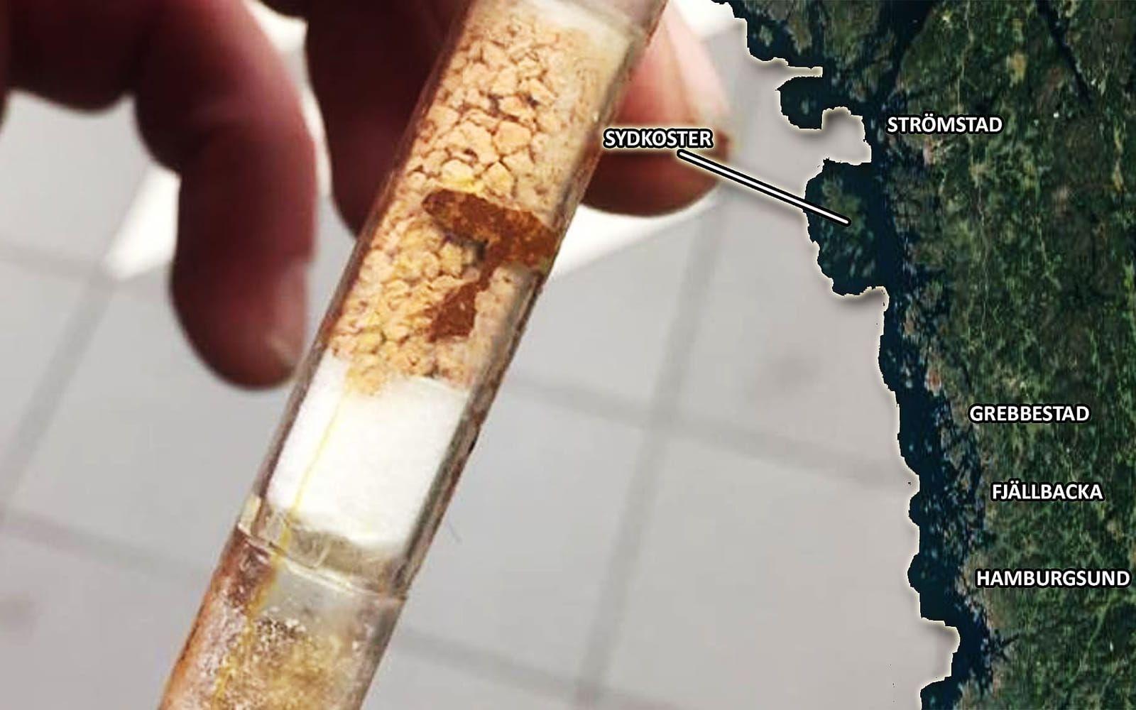 En glasampull har hittats på Sydkoster. Den misstänks innehålla det dödliga giftet cyanid. BILD:Espen de Lange
