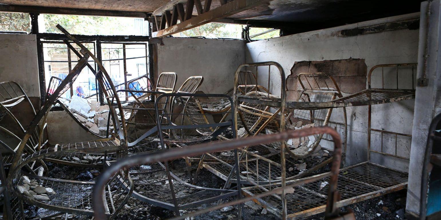 Ett av rummen i internatskolan i Nairobi sedan elden härjat lokalerna. Arkivbild.
